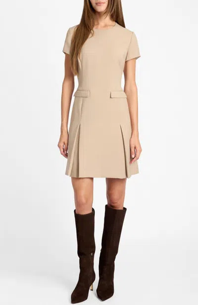 Santorelli Seila A-line Knee-length Dress In Fluid Crepe In Sand