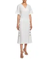 Santorelli Serafina Midi A-line Shift Dress In Striped Linen