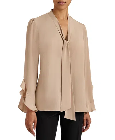 SANTORELLI SIENNA LONG SLEEVE SILK BLOUSE WITH NECK TIE