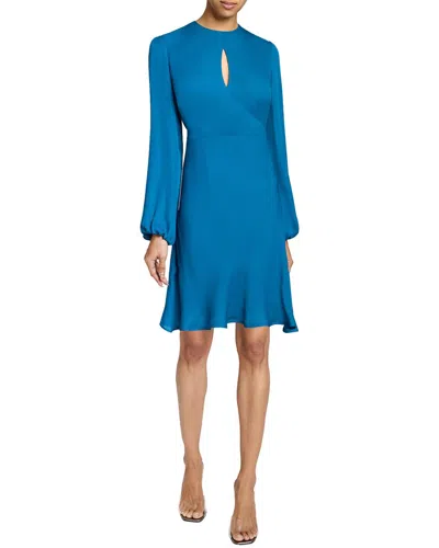 Santorelli Silk A-line Dress In Blue