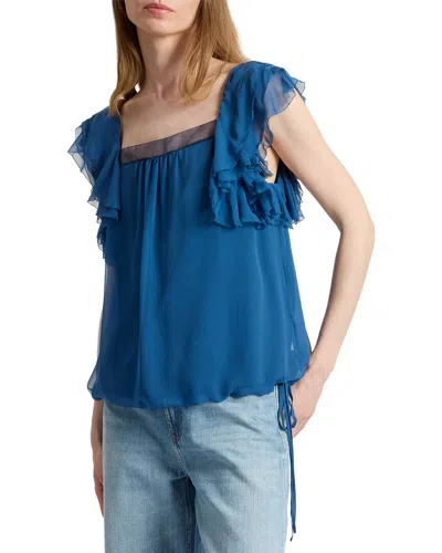 Santorelli Silk Chass Ruffle Blouse