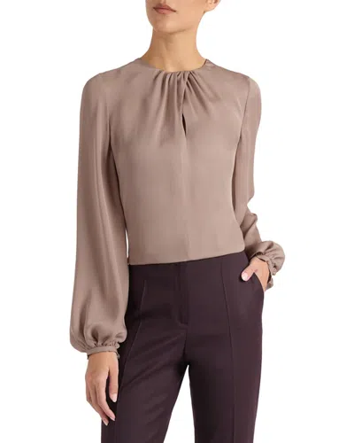 Santorelli Silk Elena Twist Neck Blouse