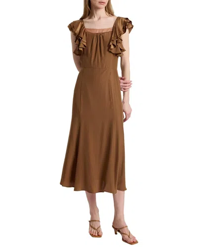 Santorelli Silk Yeda Fit & Flare Dress In Brown