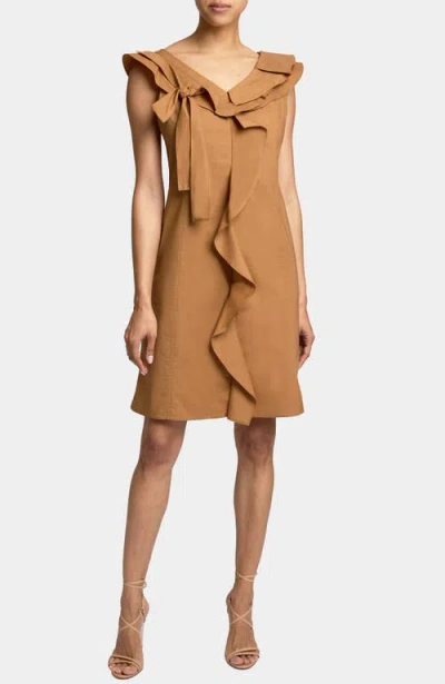 Santorelli Silvi Short Cap Sleeve Shift Dress In Brown