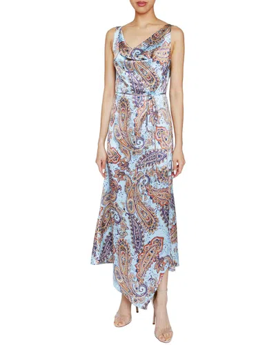 Santorelli Simona Cowl Neck Silk Midi Dress In Blue