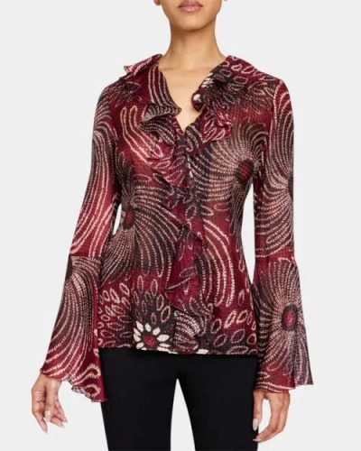 SANTORELLI SANTORELLI SYDNEY LONG SLEEVE BUTTON DOWN BLOUSE WITH RUFFLES