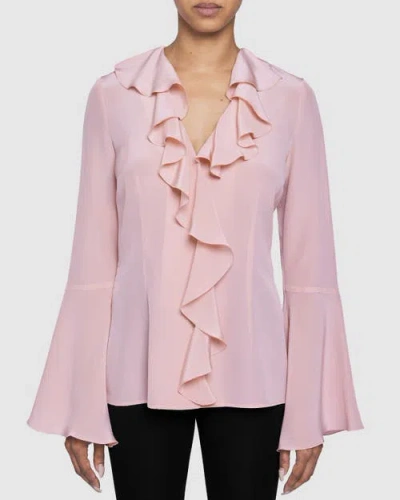 Santorelli Sydney Long Sleeve Ruffle Neck Blouse