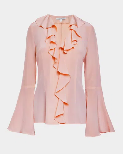 Santorelli Sydney Ruffled Silk Dress In Pink Salt
