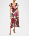 Santorelli Talia Abstract-print Faux Wrap Midi Dress In Sedona Multi