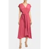 Santorelli Talia Cap Sleeve Midi Dress Silk Crepe De Chine In Pink