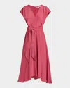 Santorelli Talia Cap Sleeve Midi Dress Silk Crepe De Chine