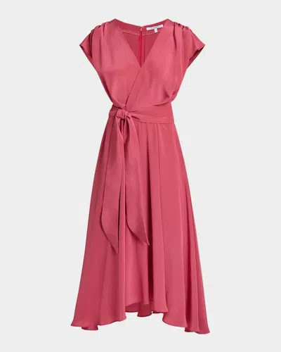 SANTORELLI TALIA FAUX-WRAP SILK CREPE DE CHINE MIDI DRESS