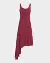 Santorelli Tani Sleeveless Midi Dress With Asymmetric Skirt Panel In Burgundy