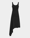 Santorelli Tani Sleeveless Midi Dress With Asymmetric Skirt Panel In Luxury Jersey