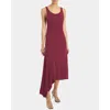 Santorelli Tani Sleeveless Midi Dress With Asymmetric Skirt Panel In Burgundy