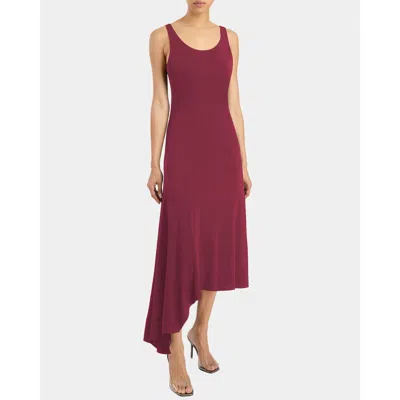 Santorelli Tani Sleeveless Midi Dress With Asymmetric Skirt Panel In Burgundy