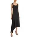 Santorelli Tani Sleeveless Midi Dress With Asymmetric Skirt Panel In Luxury Jersey