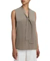 Santorelli Teca Silk Sleeveless Tie Neck Blouse In Multi