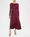Santorelli Tia Long Sleeve Handkerchief Midi Jersey Dress In Sangria