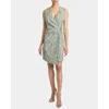 Santorelli Tilly Sleeveless Faux Wrap Shift Dress In Stretch Cotton Cloque