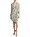 Santorelli Tilly Sleeveless Faux Wrap Shift Dress In Stretch Cotton Cloque