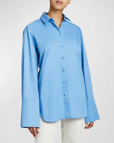 Santorelli Trina Button-down Cotton Poplin Shirt In Cornflower