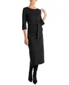 Santorelli Trinity Midi Viscose Blend Sheath Dress In Black