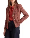 Santorelli Trish Jacket With Fringe Detail In Luxury Tweed In Red
