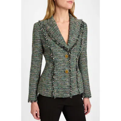 Santorelli Trish Tweed Jacket In Evergreen