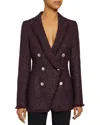 Santorelli Double-breasted Metallic Tweed Jacket In Sangria