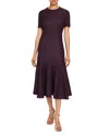 Santorelli Fringe-trim Metallic Tweed Midi Dress In Sangria
