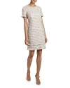 Santorelli Melania Fringe-trim Tweed Mini Dress In Sand