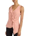 Santorelli Tyra Sleeveless Top With Asymmetric Ruffles In Pink