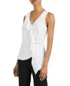 Santorelli Tyra Sleeveless Top With Asymmetric Ruffles In White