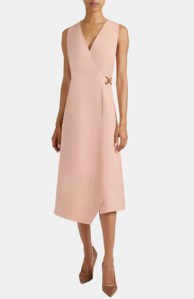 Santorelli Ursa Sleeveless Faux Wrap Dress With Metal Buckle In Pink