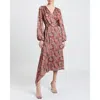 Santorelli Vanna Faux Wrap Midi Print Dress In Crimson Red