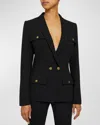Santorelli Verisa Double-breasted Wool Crepe Jacket In Black
