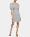 SANTORELLI VIOLET A-LINE SHIFT DRESS WITH PUFF SLEEVES IN LUXURY TWEED WITH LUREX