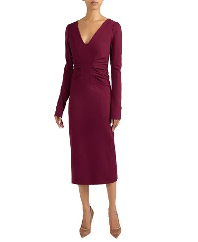 Santorelli Willa Long Sleeve Midi Dress In Burgundy