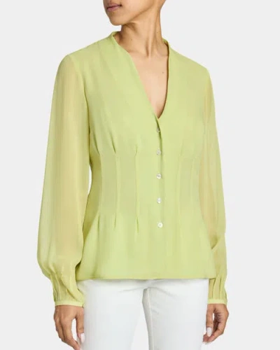 Santorelli Winnie Long Sleeve Buttoned Blouse In Green