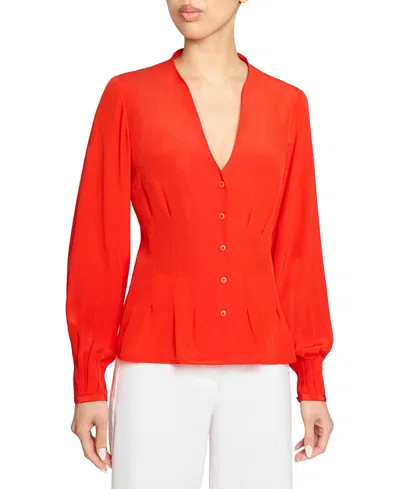 SANTORELLI WINNIE LONG SLEEVE BUTTONED BLOUSE IN SILK CREPE DE CHINE