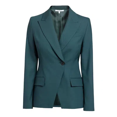 Santorelli Women's Blue Malli Single Button Wool Stretch Jacket In Green