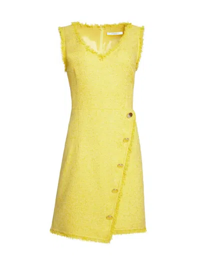 Santorelli Women's Bouclé Asymmetric Mini Dress In Lemon