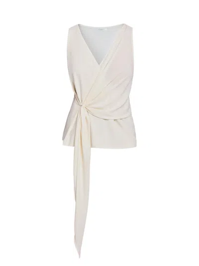 Santorelli Women's Danna Crepe Faux-wrap Top In Cream