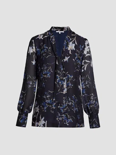 Santorelli Women's Francis Printed Tie-neck Blouse In Blue