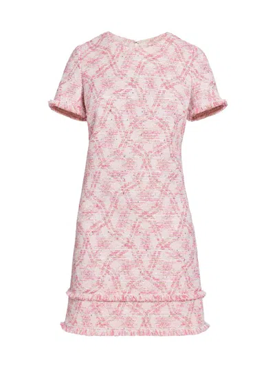 Santorelli Women's Melania Tweed Ruffled Minidress In Pink