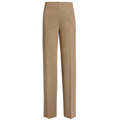 Santorelli Women's Neutrals Della Straight Leg Pants In Stretch Wool