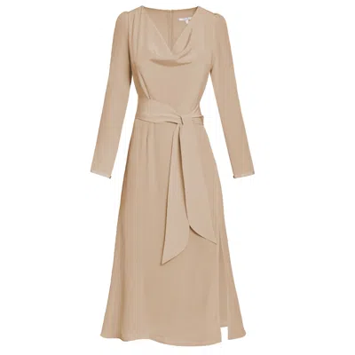 Santorelli Women's Neutrals Piper Cowl Neck Silk Dress In Gray