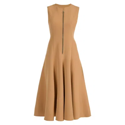 Santorelli Women's Neutrals Sunny Sleeveless Midi Dress In Stretch Crepe In Brown