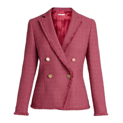 Santorelli Women's Pink Alaia Double-breasted Tweed Jacket